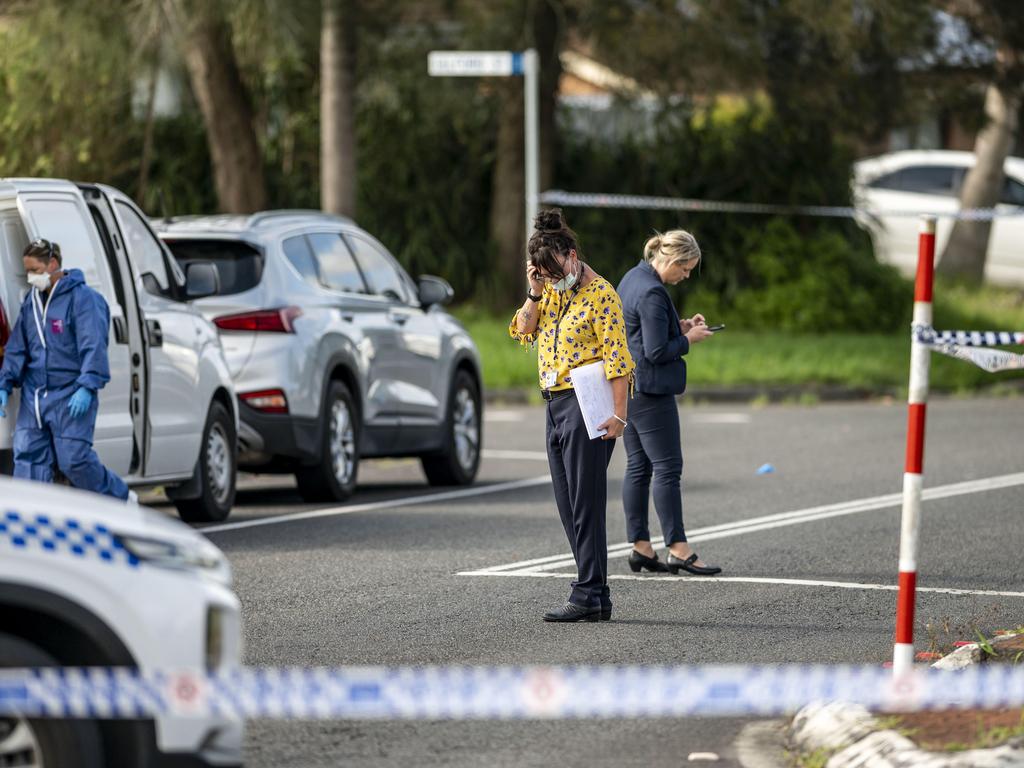 Police have seized a knife and are examining the scene. Picture: Darren Leigh Roberts