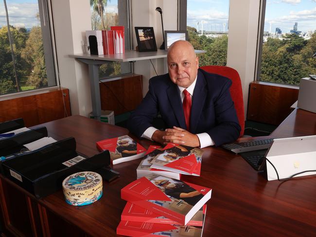 Victorian Treasurer Tim Pallas going through the Budget papers in his office. Picture : NCA NewsWire / Ian Currie