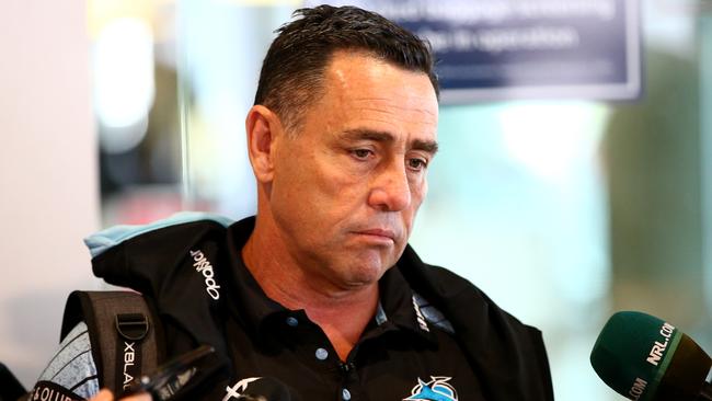 Cronulla coach Shane Flanagan’s job is on the line. Picture: Damian Shaw 