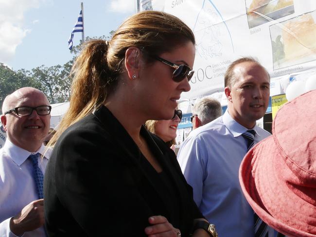 Ms Credlin alongside Attorney-General George Brandis and Immigration Minister Peter Dutton.