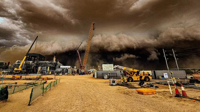 The vicious storm that rolled into Moomba, in outback South Australia. Picture: Dylan Barlow