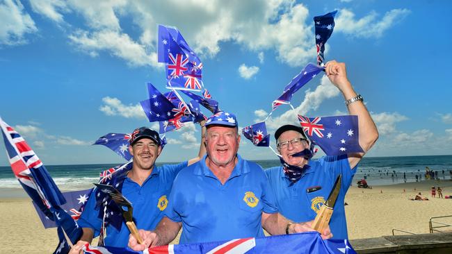 Lions Coolum members Chris Young, Bruce Parkes and Stuart Sharp will host Australia Day in Tickle Park Coolum.