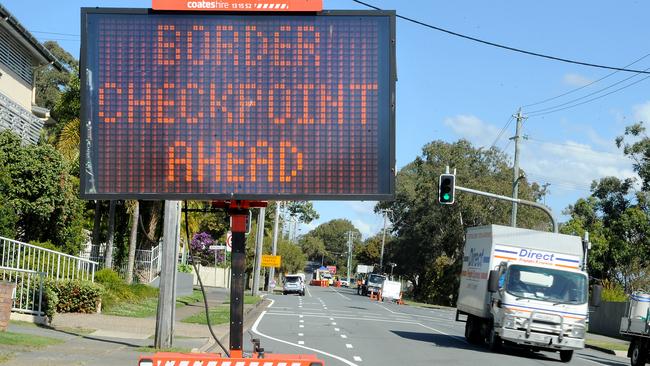 Queensland Police patrol the Queensland border to NSW as the northern state continues to impose a harsh border closure. Picture: NCA NewsWire / John Gass