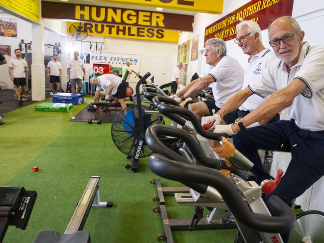 Pictures of Bronte Parkin, Ross Campbell and Ian Simmonds at PROST! Exercise group, 4 Prostate Cancer at Subiaco Football clubs gym at Leederville oval in Leederville, Perth.Picture: Ross Swanborough.