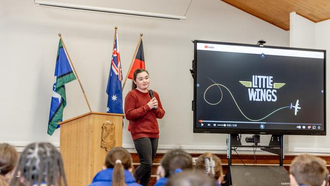 Cancer survivor Teagan Ferguson shares her story to students as part of a new anti-bullying program being launched.Picture Tenille Salmon