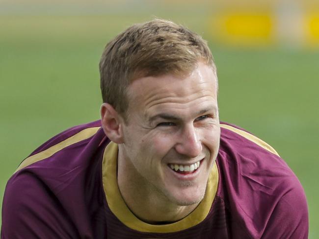 Daly Cherry-Evans is seen during a Queensland Maroons team training session at the InterContinental Sanctuary Cove Resort on the Gold Coast, Thursday, July 5, 2018. Queensland are in camp to prepare for game three of the 2018 State of Origin series against the NSW Blues. (AAP Image/Glenn Hunt) NO ARCHIVING