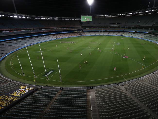 Richmond vs Carlton at an empty MCG. Picture: Michael Klein