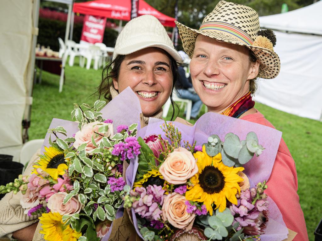 Belle Bouquets owner Lisel Vonhoff (left) with Vee Levien at her stall at the Hampton Festival, Saturday, May 17, 2025. Picture: Kevin Farmer