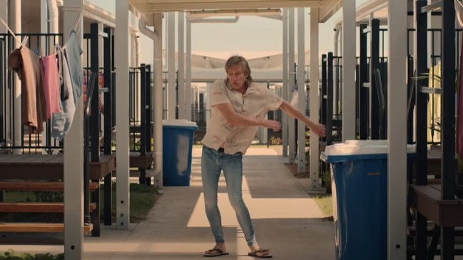 David Wenham, in a scene for Spit shot at the controversial Wellcamp quarantine facility