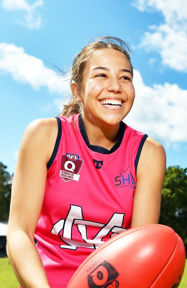 Mountain Creek State High School’s Demi Norton has excelled for her team throughout the AFLQ schools cup competition. Picture: Patrick Woods.