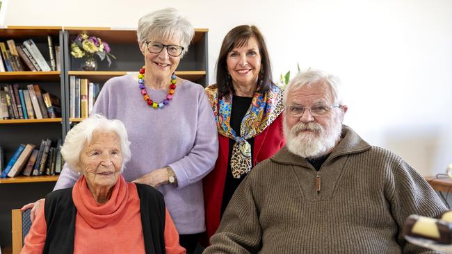 Mrs van der Linden with three of her children Mariella, Margherita and Garrath, a week before her 111th birthday.