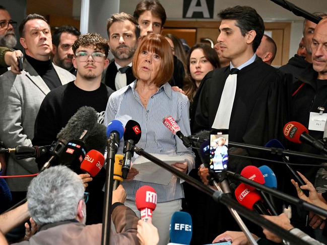 Gisele Pelicot addresses the press as she leaves the courthouse. Picture: Miguel Medina/AFP