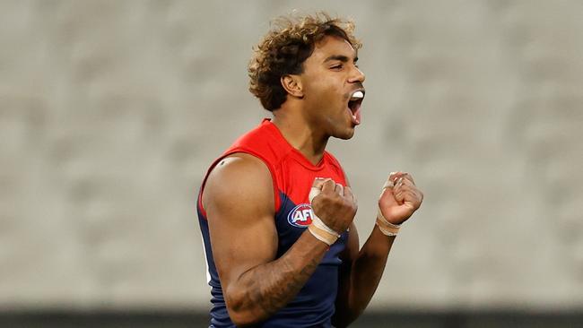 Melbourne has condemned a racist attack on Indigenous star Kysaiah Pickett. Picture: Michael Willson/AFL Photos via Getty Images