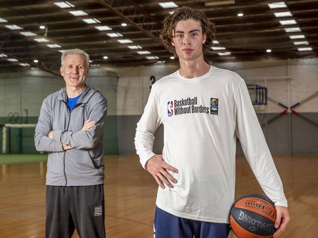 Josh Giddey with legendary mentor Andrew Gaze. Picture: Tim Carrafa