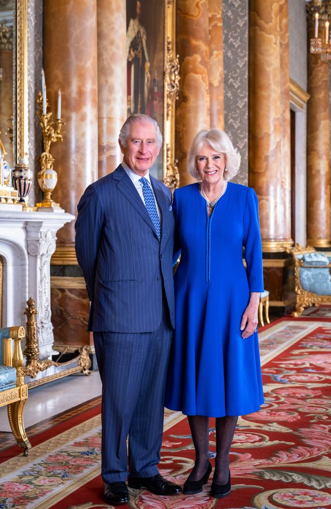 King Charles and Queen Camilla in the official Coronation portrait. Picture: Hugo Burnand/Buckingham Palace via Getty Images