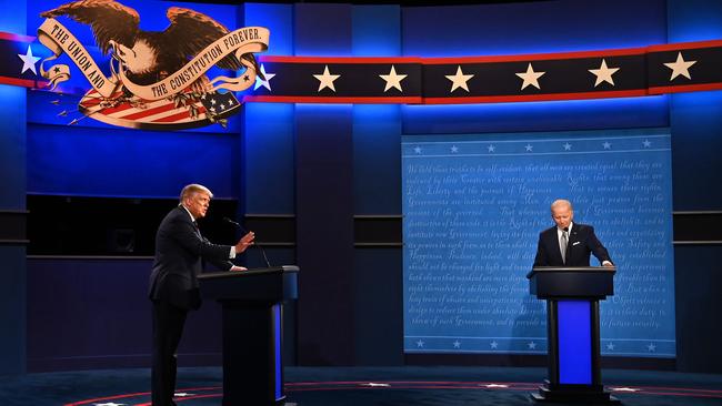 US President Donald Trump and Democratic Presidential candidate and former US Vice President Joe Biden go on the attack during the first presidential debate. Picture: AFP