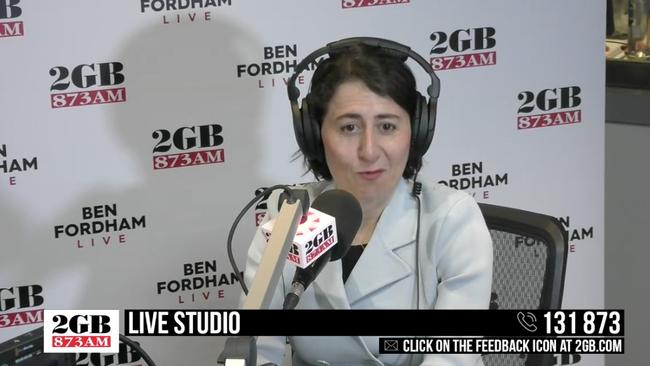 Gladys Berejiklian on 2GB this morning with Ben Fordham.