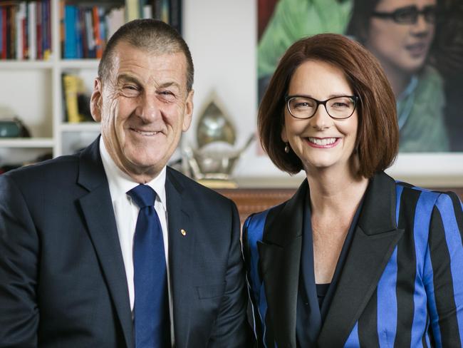 Current beyondblue chair Julia Gillard with former chairman Jeff Kennett.