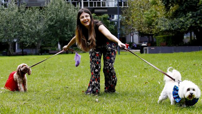 Kimberley Di Paola torn between Indie and Cha-Cha on Chippendale Green. the Dogs Day out festival will be held on Chippendale Green. Picture: John Appleyard