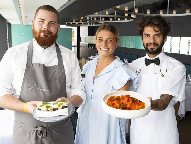 Bondi Icebergs head chef Alex Pritchard with Chiara Menin and Simone Fiorentin.