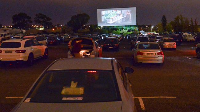 Cars parked at the Wallis Mainline Drive-In at Gepps Cross. Picture: Brenton Edwards