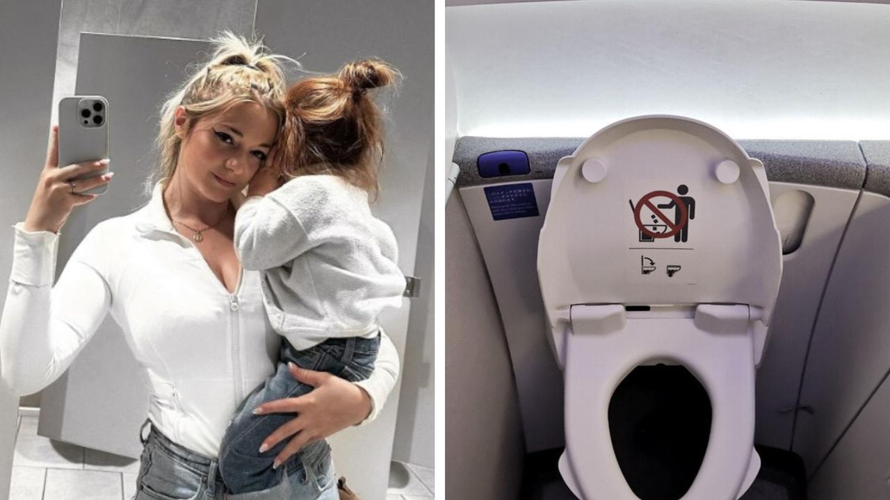 Mum’s entitled plane toilet call torn to shreds