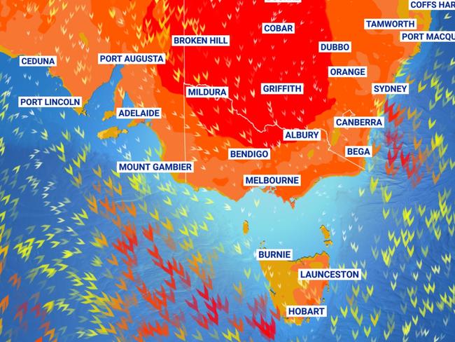 Four capitals can expect temperatures north of 40C this week. Picture: Sky News Weather