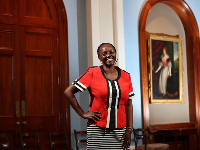 Senator Lucy Gichuhi in the Queen Adelaide room at the Adelaide Town Hall. Picture: Dylan Coker