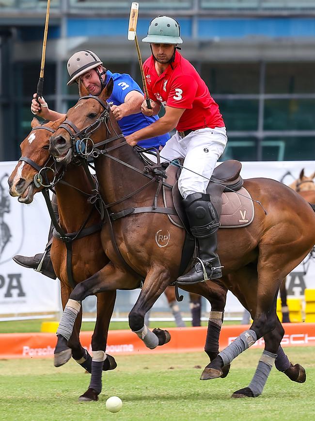 The crowd was close to the action at Polo in the City at Albert Park. Picture: Ian Currie