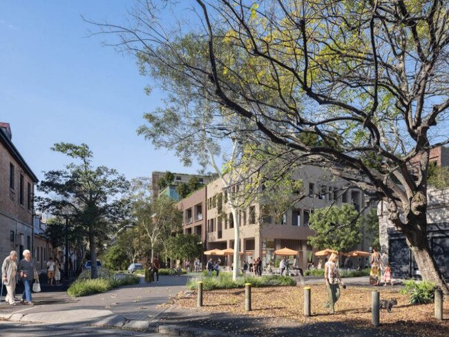 Franklyn St Estate. Artist impression of the proposed redevelopment, looking east from the corner of Glebe and Franklyn Sts. Picture: Supplied