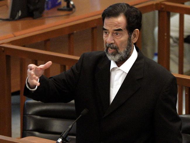 Former Iraqi president Saddam Hussein is pictured in court during his 2006 trial in Baghdad.