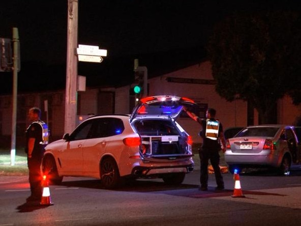 Five teenage boys— including one aged 13 — have been charged over a string of alleged burglaries and a carjacking in Melbourne’s east., , The teenagers were detained on Tuesday night when police used a tyre-deflation device to stop an allegedly stolen car the group were travelling in. Picture: 7News