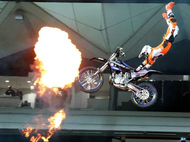 Nitro Circus at Kardinia Park on March 7, 2022. Stunts, crowd reactions, fireworks, plenty of colour. Picture: Mark Wilson