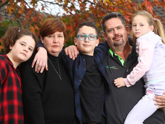 Jane and Nico Willers have fears they wont get permanent residency because their son Nico, 13, has diabetes, pictured with his twin Esme and younger sister Karla, 8. Picture: Alison Wynd