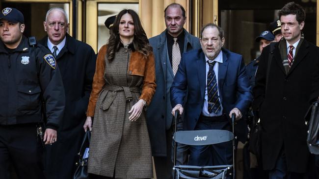 Movie producer Harvey Weinstein outside the New York Criminal Court with his lawyer Donna Rotunno. Picture: AFP