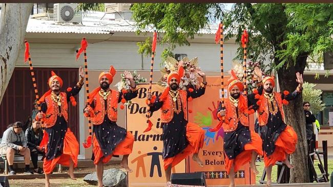 The Outback Bhangra Crew perform at the big day out in harmony in Alice Springs, May 31, 2025. Picture: Gagandeep Singh Ralh