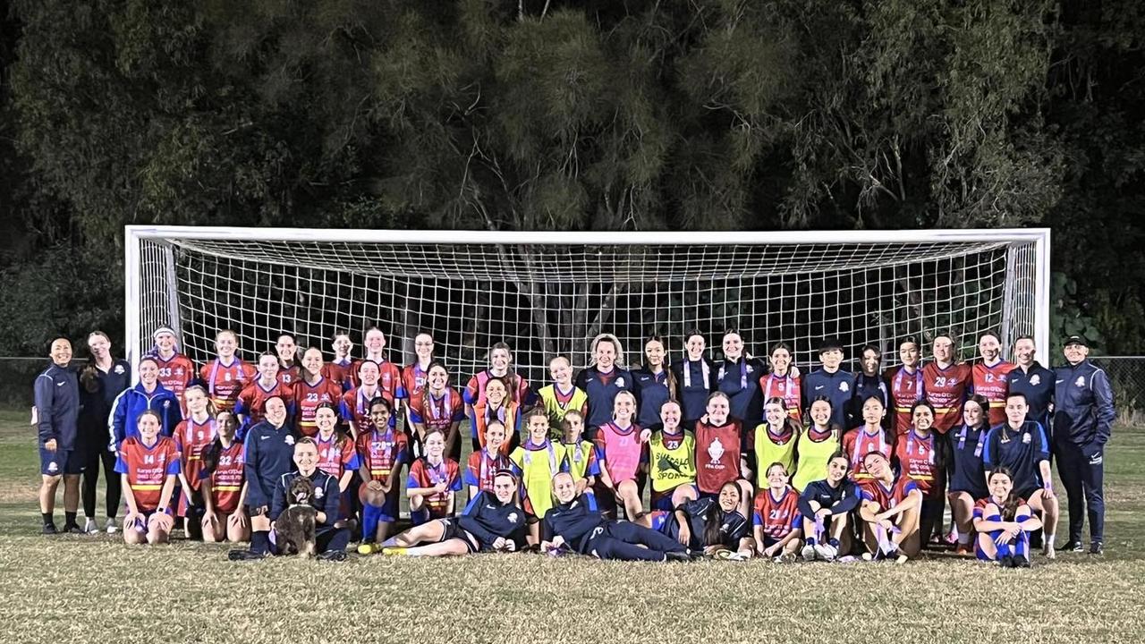 Robina City's junior and senior players trained together to celebrate Female Football Week.