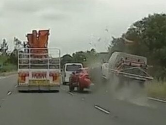 Dash camera still images of Queensland man Keith Anderson as he ploughed into another car on the M1 while high on drugs. Picture: supplied