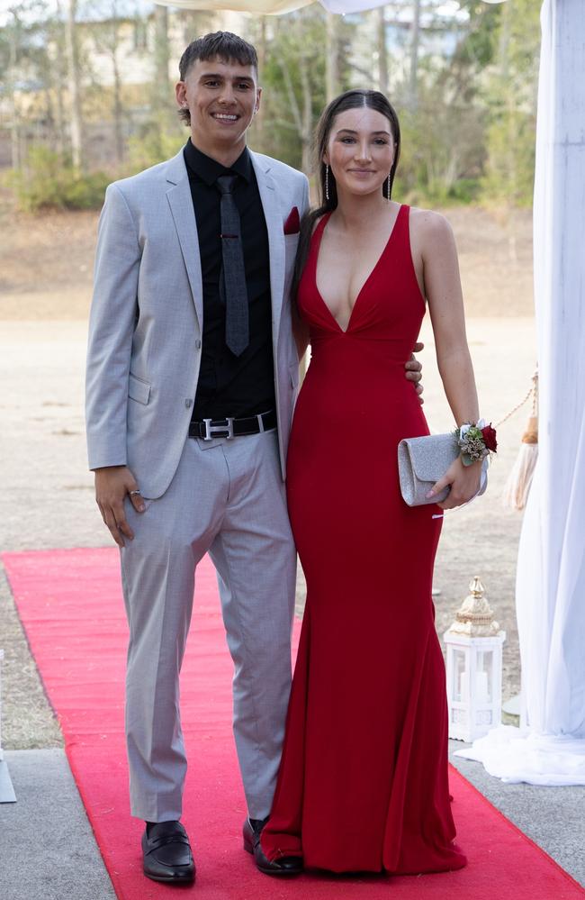 Ellysia Yates and Rakeen Masri arrive at the Gympie State High School formal 2023. November 16, 2023. Picture: Christine Schindler