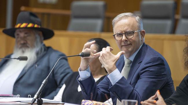 Anthony Albanese attends a meeting of the Referendum Working Group and the Referendum Engagement Group in Parliament House in Canberra in September. Picture: NCA NewsWire / Gary Ramage