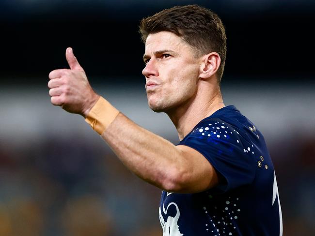 BRISBANE, AUSTRALIA - MAY 04: Dayne Zorko of the Lions is seen during the 2025 AFL Round 08 match between the Brisbane Lions and the Gold Coast Suns at The Gabba on May 4, 2025 in Brisbane, Australia. (Photo by Russell Freeman/AFL Photos via Getty Images)