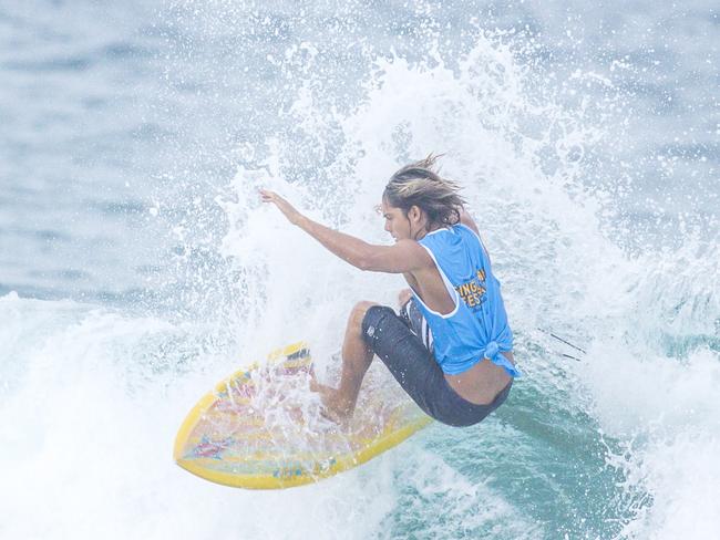 Early Saturday heats of The Burleigh Heads Boardriders Single Fin Festival. Picture: Glenn Campbell