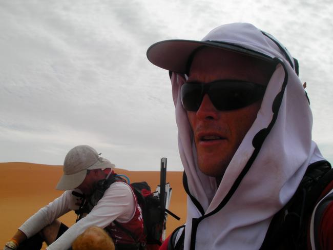 Craig Arnold, race adventurer, is pictured during a 40km trek through Saudi Arabia.