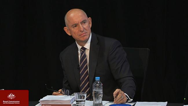 Former Minister for Human Services Stuart Robert speaking during a hearing of the Royal Commission into the Robodebt Scheme in Brisbane in March.