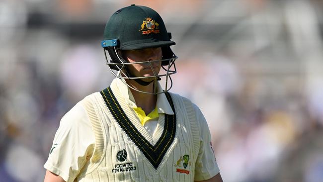 Steve Smith walks off after being caught by Shardul Thakur. Picture: AFP