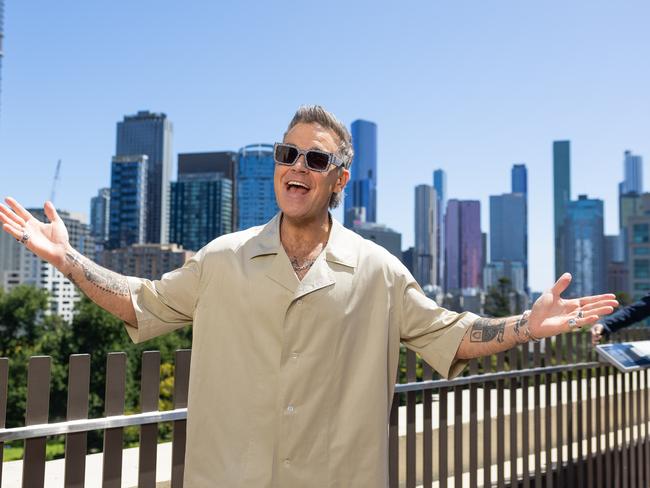 Robbie Williams received the keys to Melbourne City this week. Picture: Jason Edwards