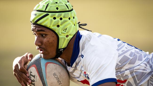 Nathaniel Tolu scoring for Samoa.