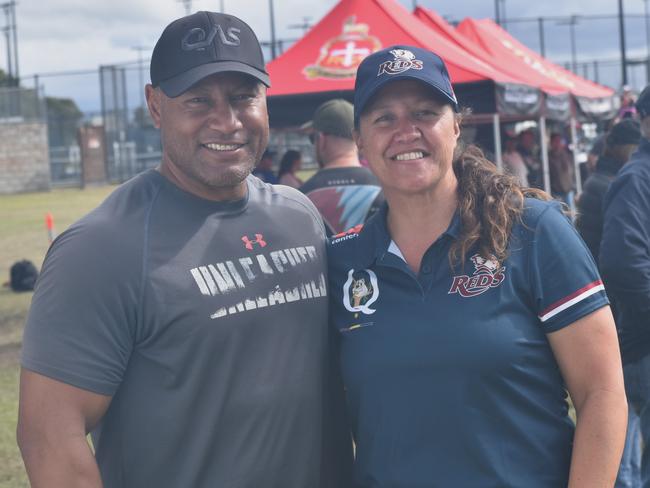 The Gold Coast's Sam and Tania Hala at the Queensland Country Rugby Championships in Rockhampton on June 29, 2024.