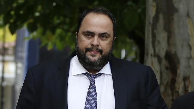 Olympiakos soccer club chairman Vangelis Marinakis appears in a court in Athens