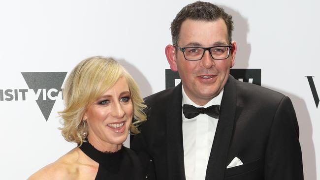 Victorian Premier Daniel Andrews with his wife Catherine Andrews. Picture: AAP